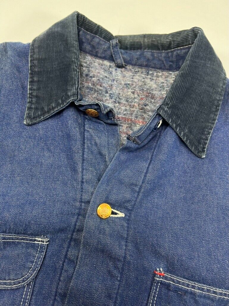 Vintage 1960s Wrangler Blanket Lined Button Up Chore Jacket Size 42 Medium