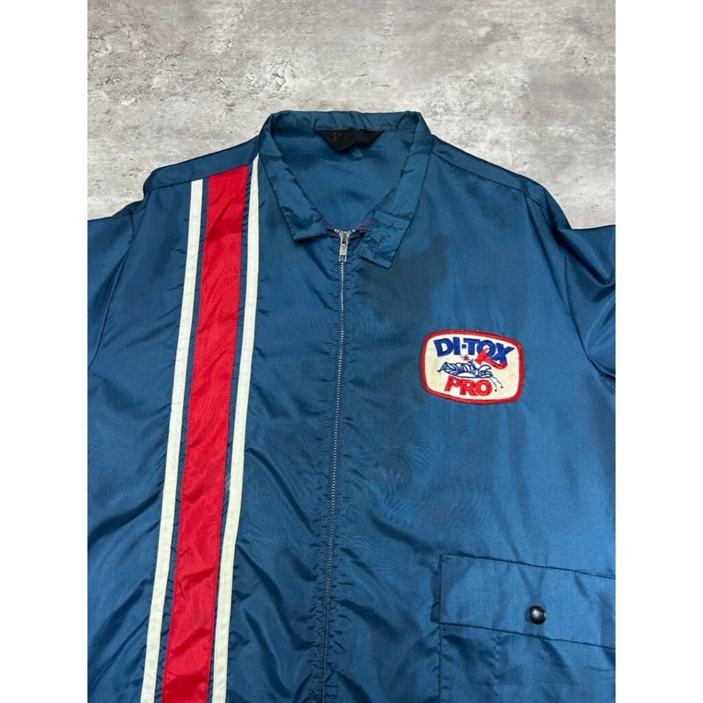 Vintage 1980s Di Tox Pro Racing Windbreaker Jacket Size XL Blue