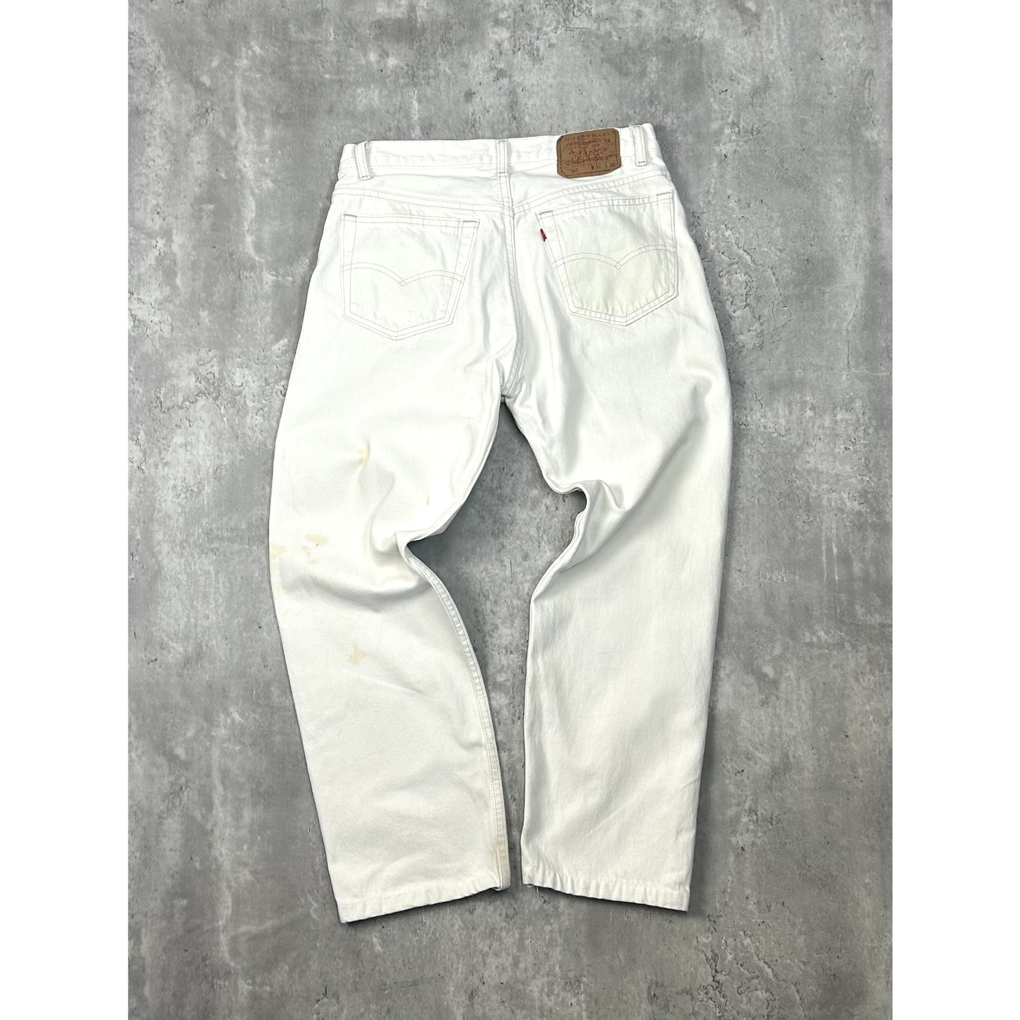 Vintage Levis 501 Red Tab White Denim Pants Size 32 White