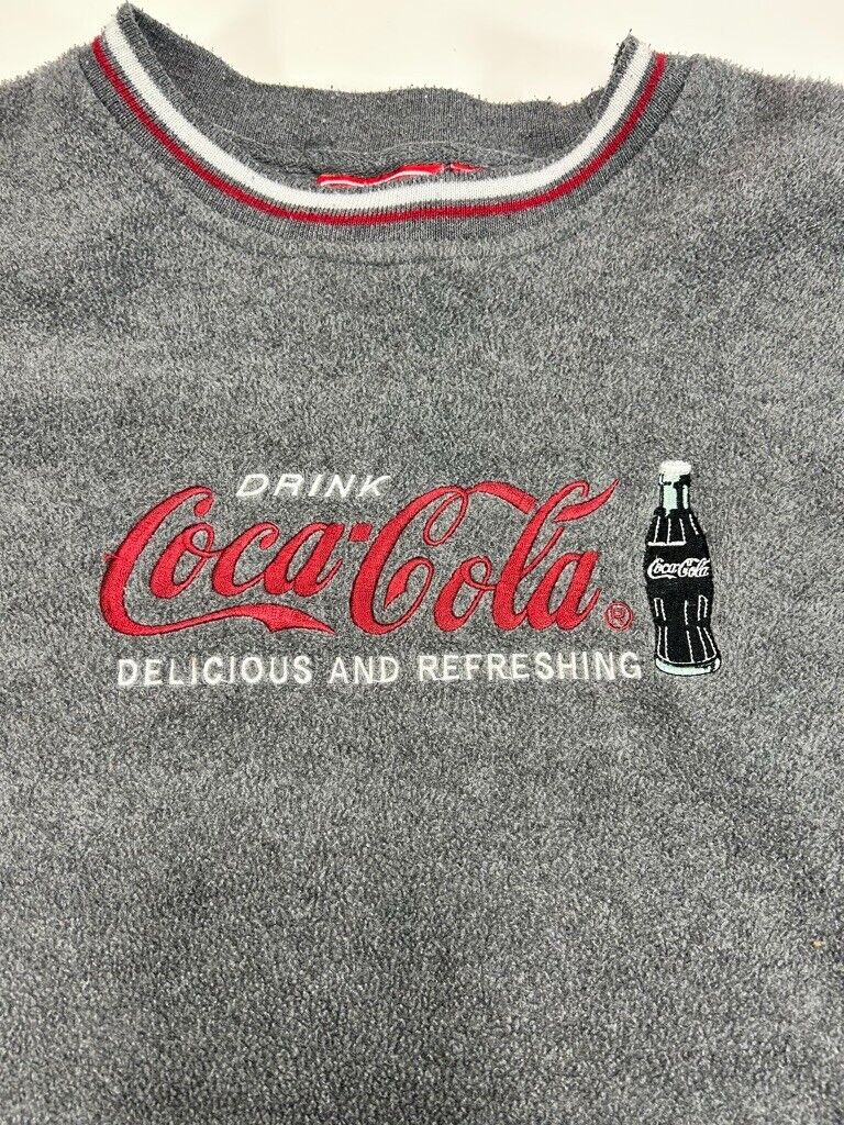 Vintage Coca Cola Embroidered Logo Snack Promo Fleece Sweatshirt Size Medium