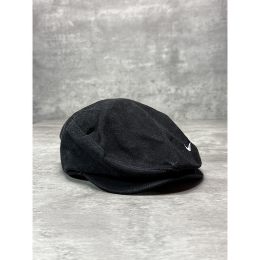 Vintage 90s Nike Embroidered Swoosh Newsboy Hat Size Large Black