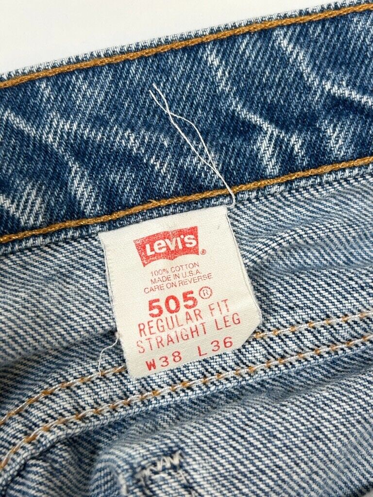 Vintage 1995 Levis 505 Orange Tab Regular Fit Straight Leg Denim Pants Size 36W