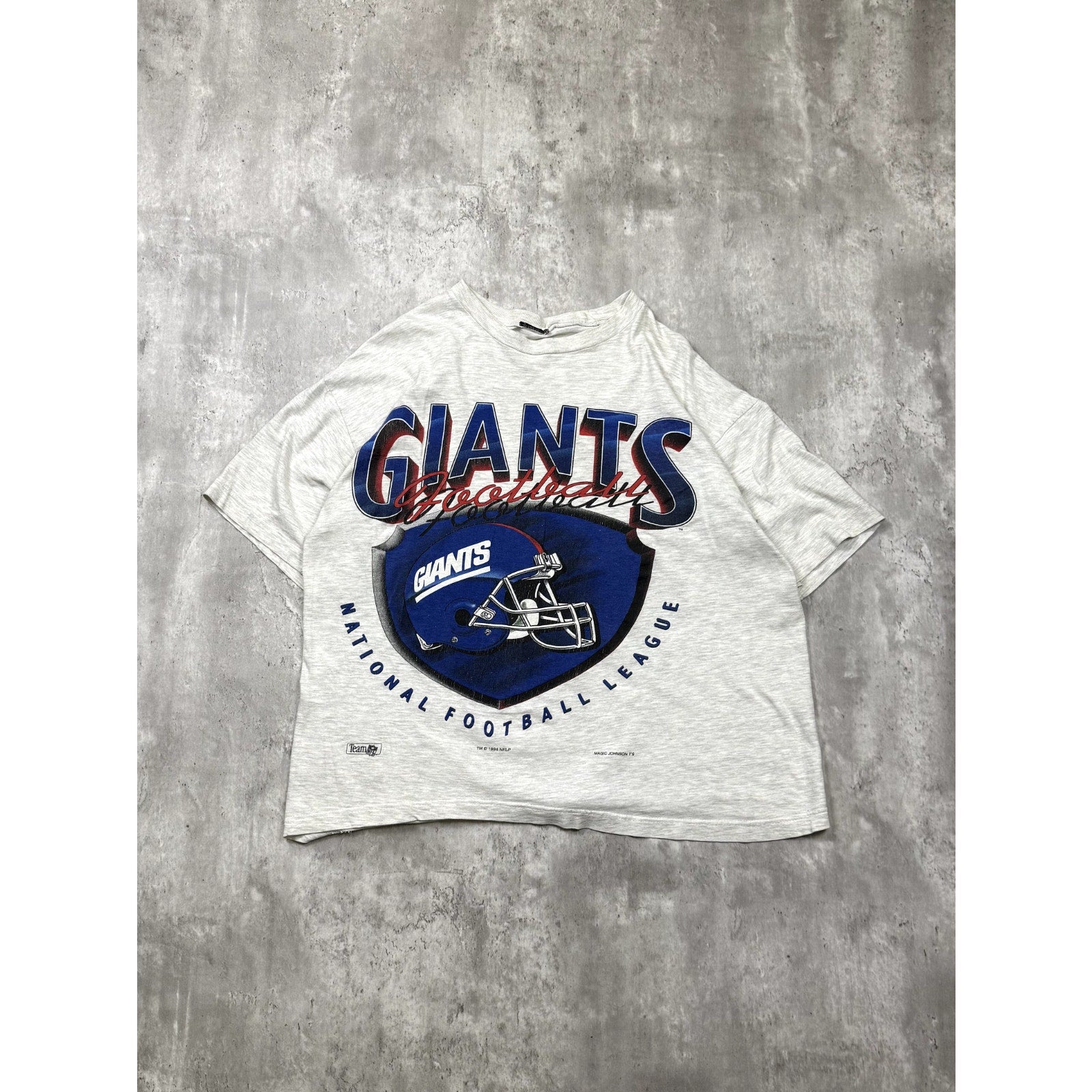 Vintage 1994 New York Giants NFL Big Helmet Spellout Graphic T-Shirt Size XL