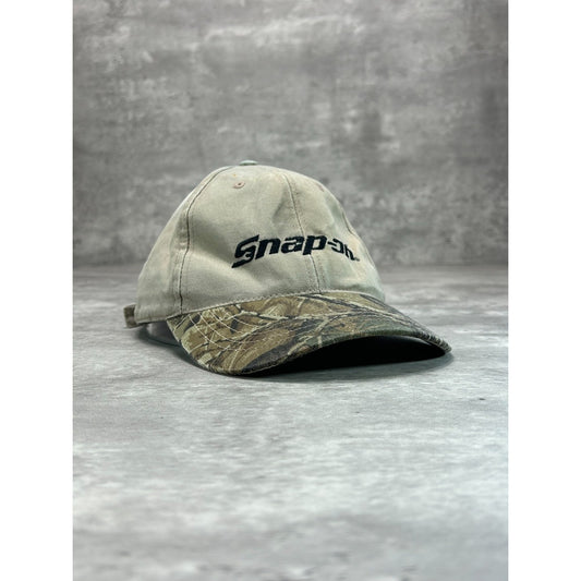 Vintage Snap-On Embroidered Logo Camo Brim Strapback Hat OSFA