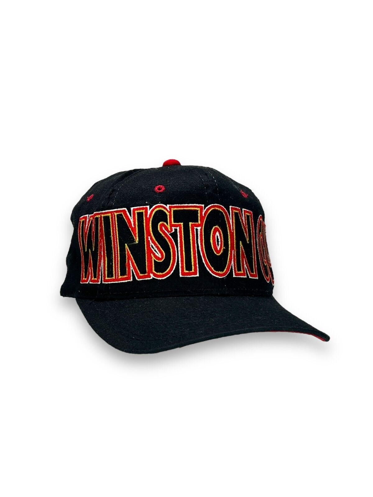 Vintage 90s Winston Cup Embroidered Spellout Snapback Hat OSFA Black