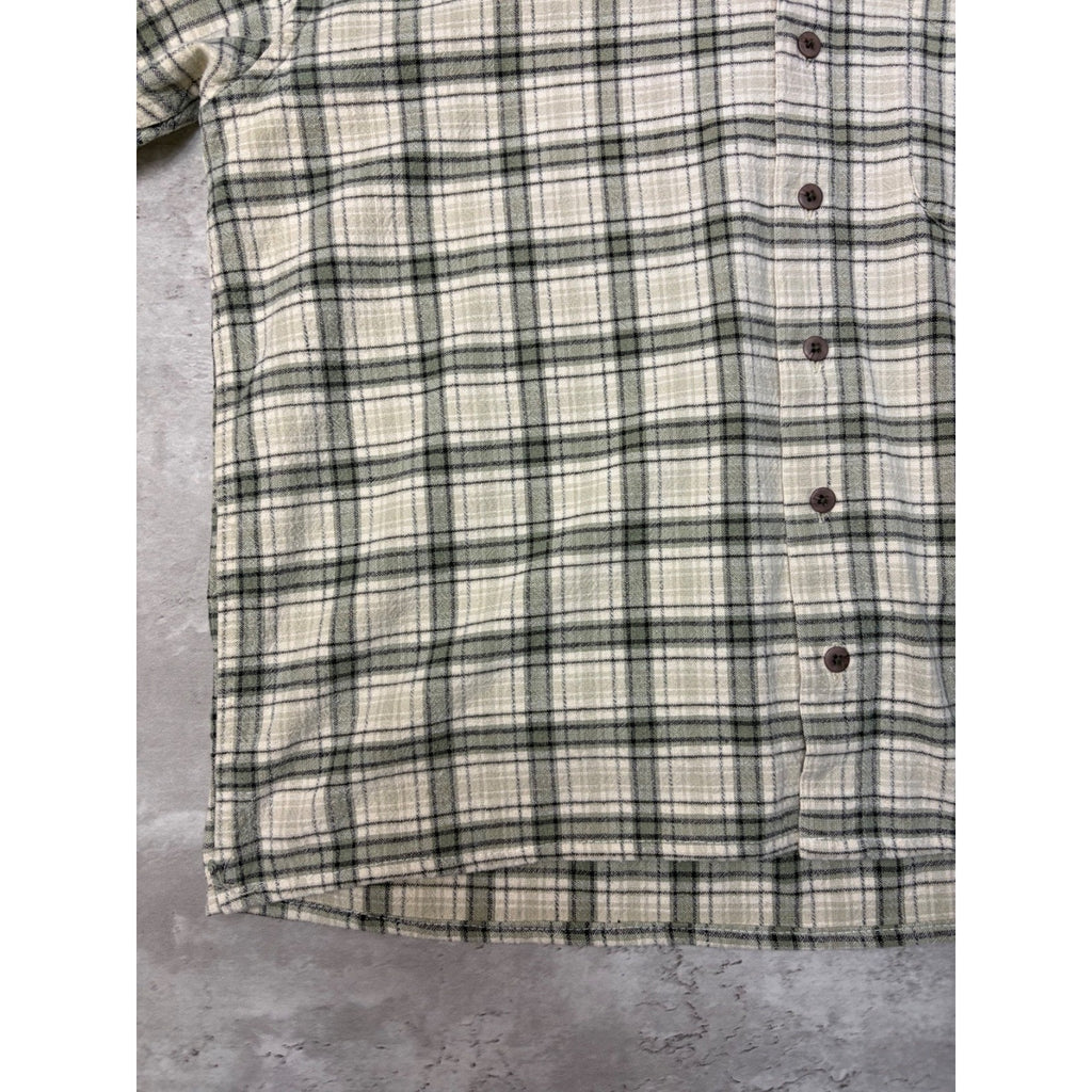 VTG Point Zero Single Pocket Plaid Reworked Cropped Button Up Shirt Size Large