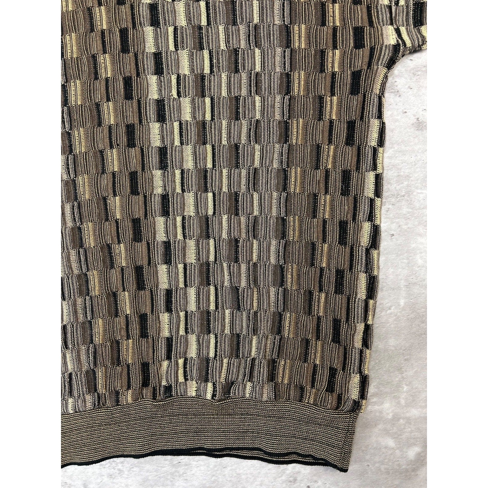 Vintage 90s Tundra 3D Checkered Print Pullover Lightweight Knit Sweater Sz Large
