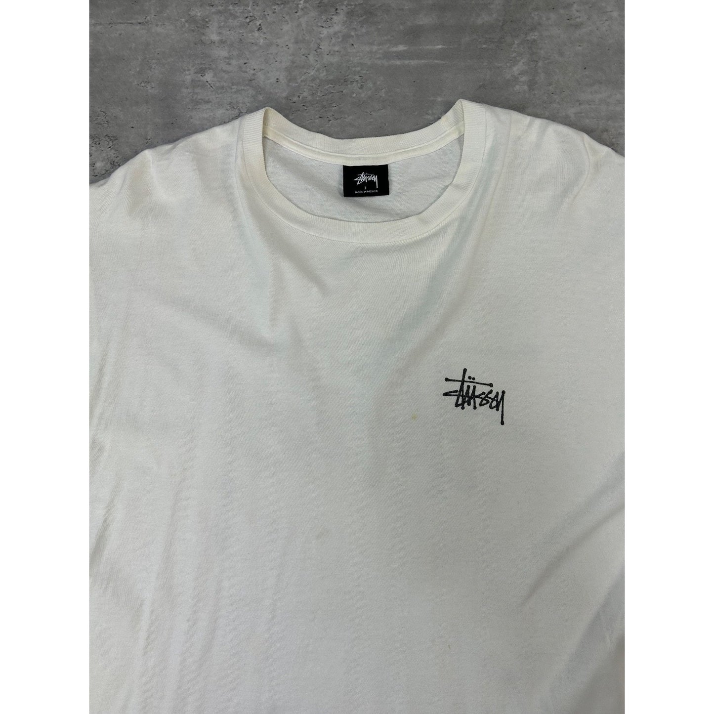 Vintage Stussy Classic Spellout Logo T-Shirt Size Large White