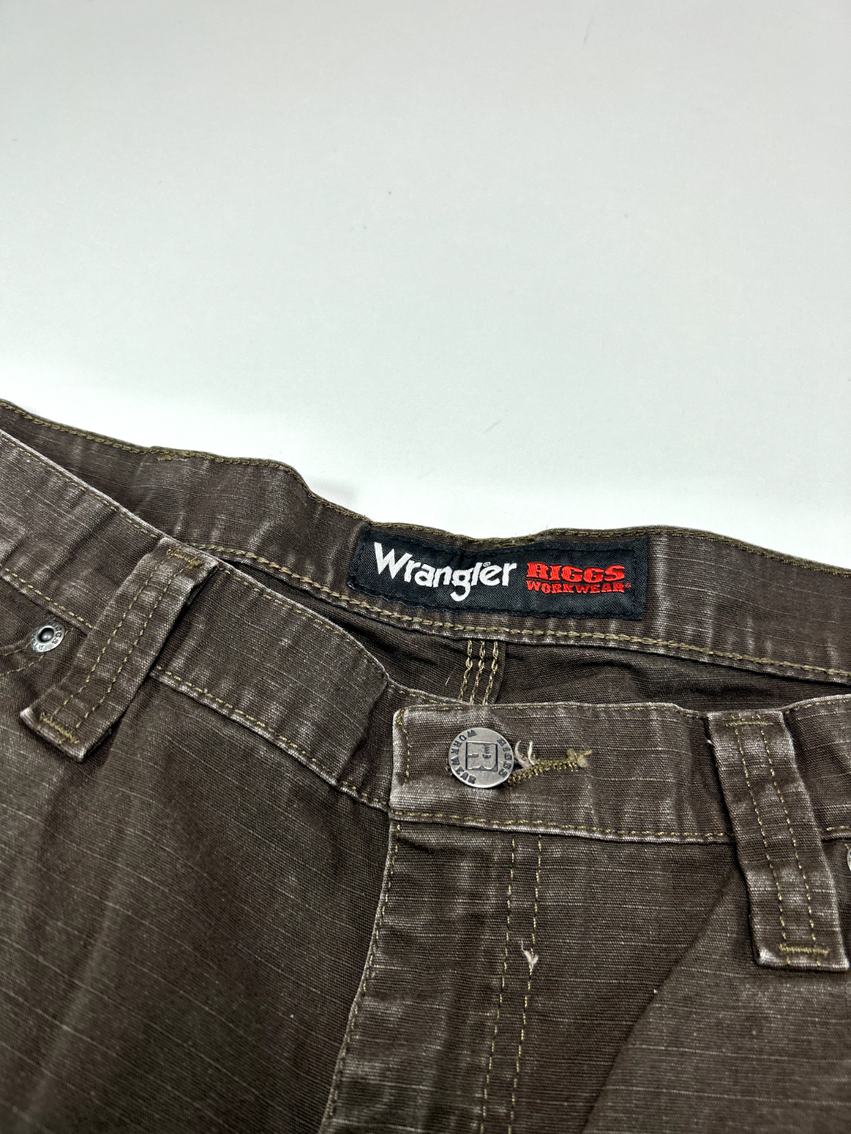 Vintage Wrangler Riggs Ripstop Carpenter Cargo Double Knee Pants Size 38W Brown