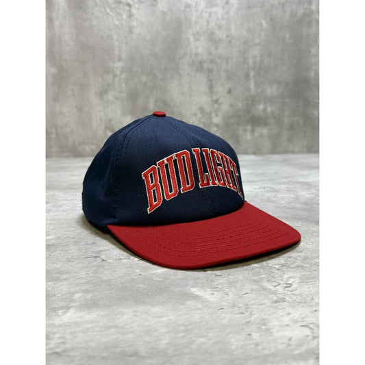 Vintage 90s Bud Light Embroidered Arc Spellout Beer Promo Snapback Hat OSFA