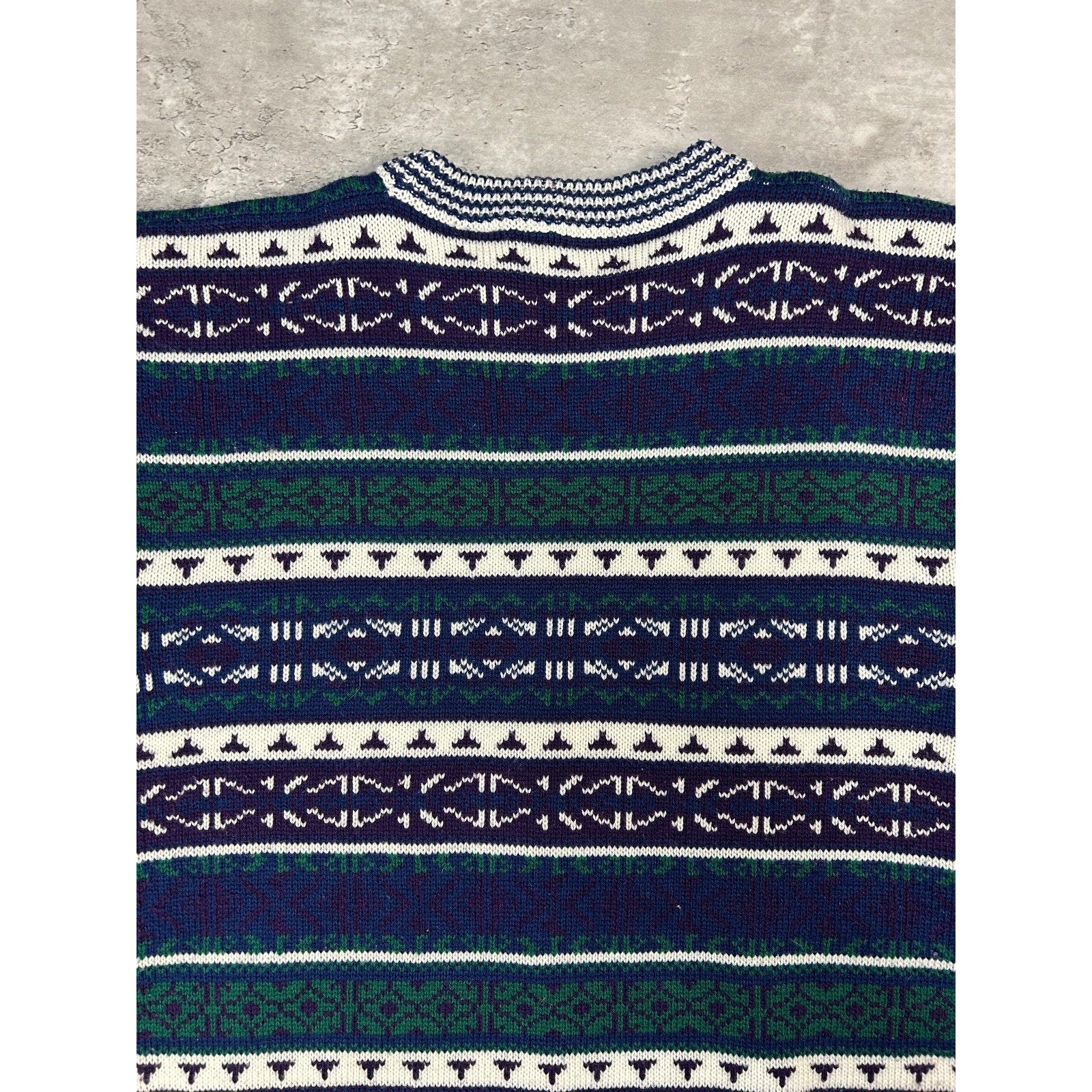 Vintage 90s The Custom Club Abstract Striped Print Knit Sweater Size Medium