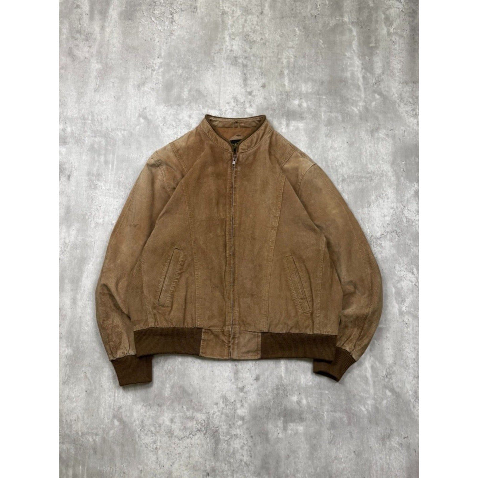 Vintage World Wide Sportswear Leather Full Zip Bomber Jacket Size Large