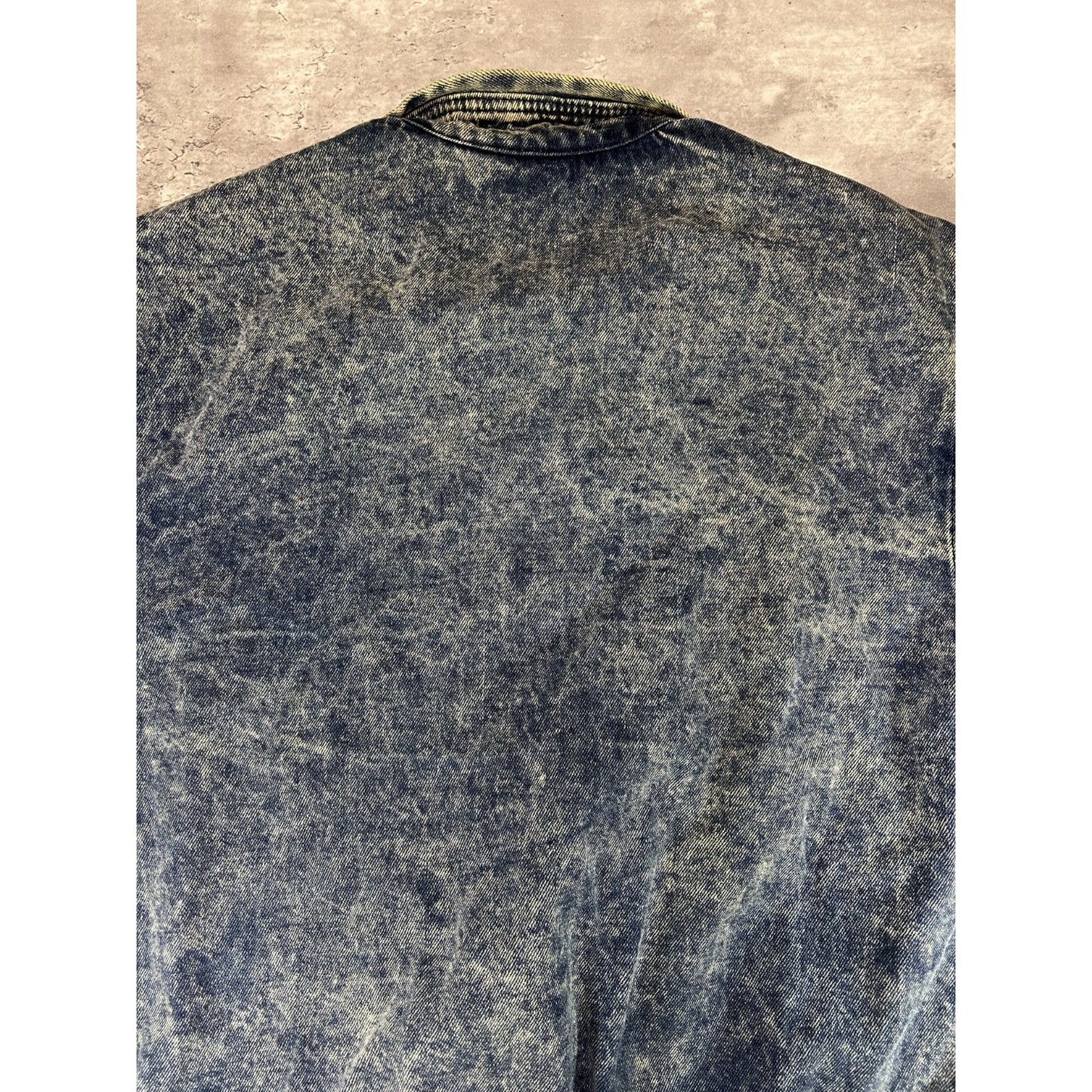 Vintage 90s Copter Acid Wash Full Zip Denim Bomber Jacket Size Medium Blue