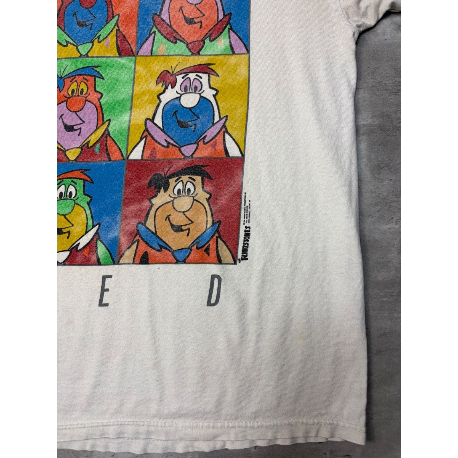 Vintage 1991 Fred Flintstone Warhol Style Cartoon Graphic T-Shirt Size Large