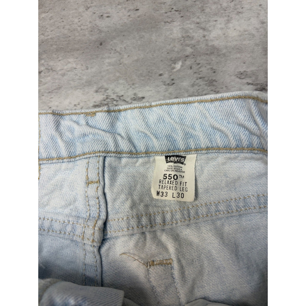 VTG 90s Levis 550 Red Tab Relaxed Fit Taper Leg Light Wash Denim Pants Size 31
