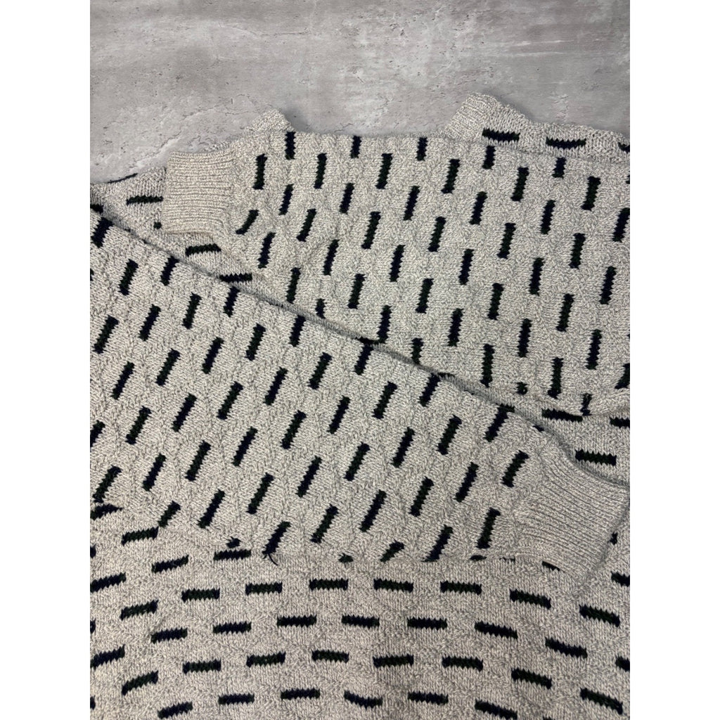 Vintage 90s Savile Row Abstract Pattern Textured Knit Sweater Size Large