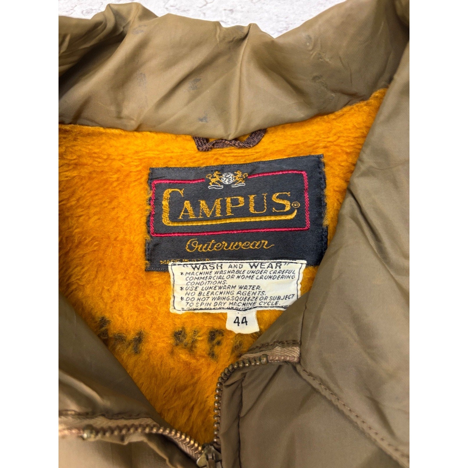 Vintage 1960s/70s Campus Fleece Lined Harrington Bomber Jacket Size Large