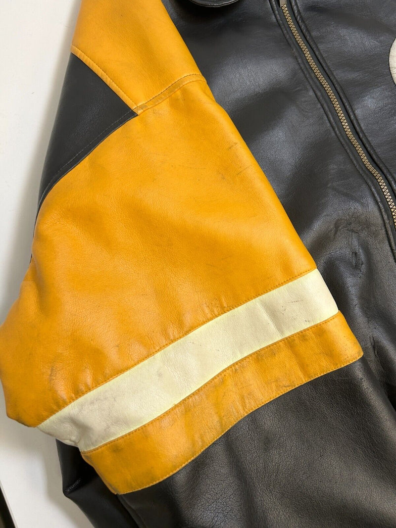 Vintage Pittsburgh Steelers NFL Game Day Pleather Bomber Jacket Size 2XL