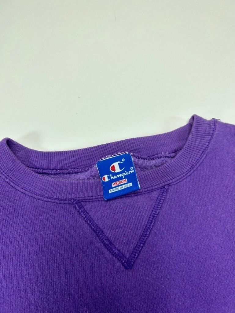 Vintage 80s/90s Champion Blank Crewneck Sweatshirt Size Medium Purple