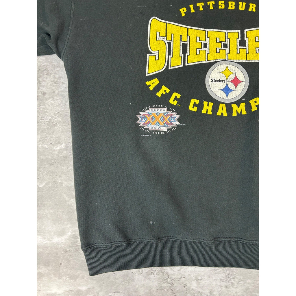 Vintage 1996 Pittsburgh Steelers NFL AFC Champs Spellout Sweatshirt Size 2XL
