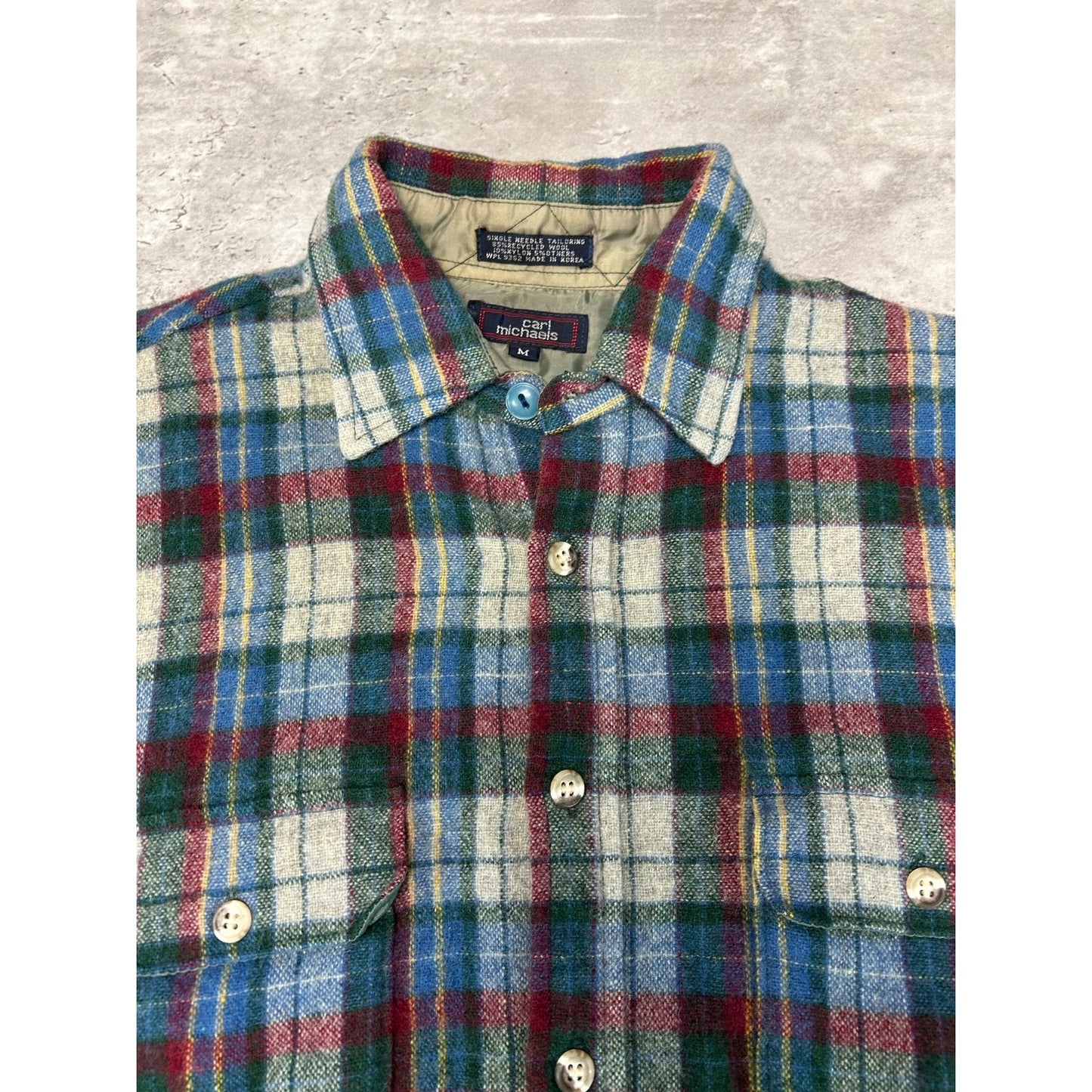Vintage 90s Carl Michaels Plaid Double Pocket Long Sleeve Button Up Shirt Medium