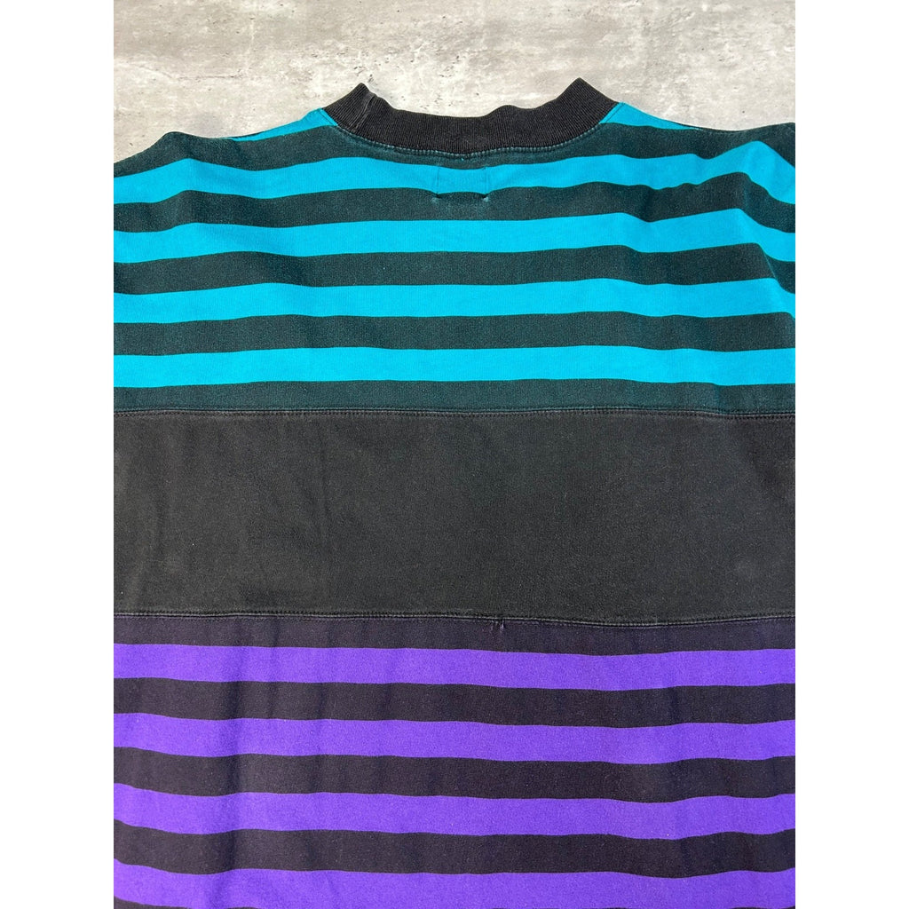 Vintage I.O.U Exclusive Striped Spellout Graphic T-Shirt Size XL
