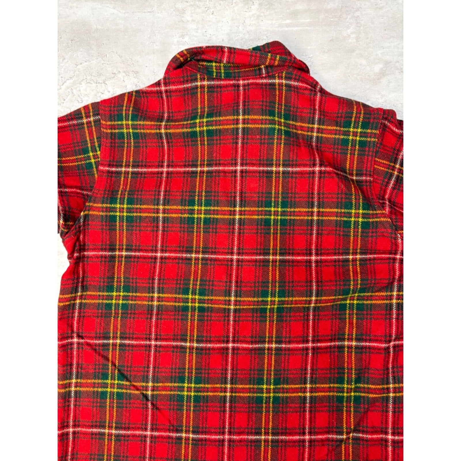 1960s L.L. Bean Red Plaid Print Long Sleeve 1/4 Button Up Shirt Size Medium