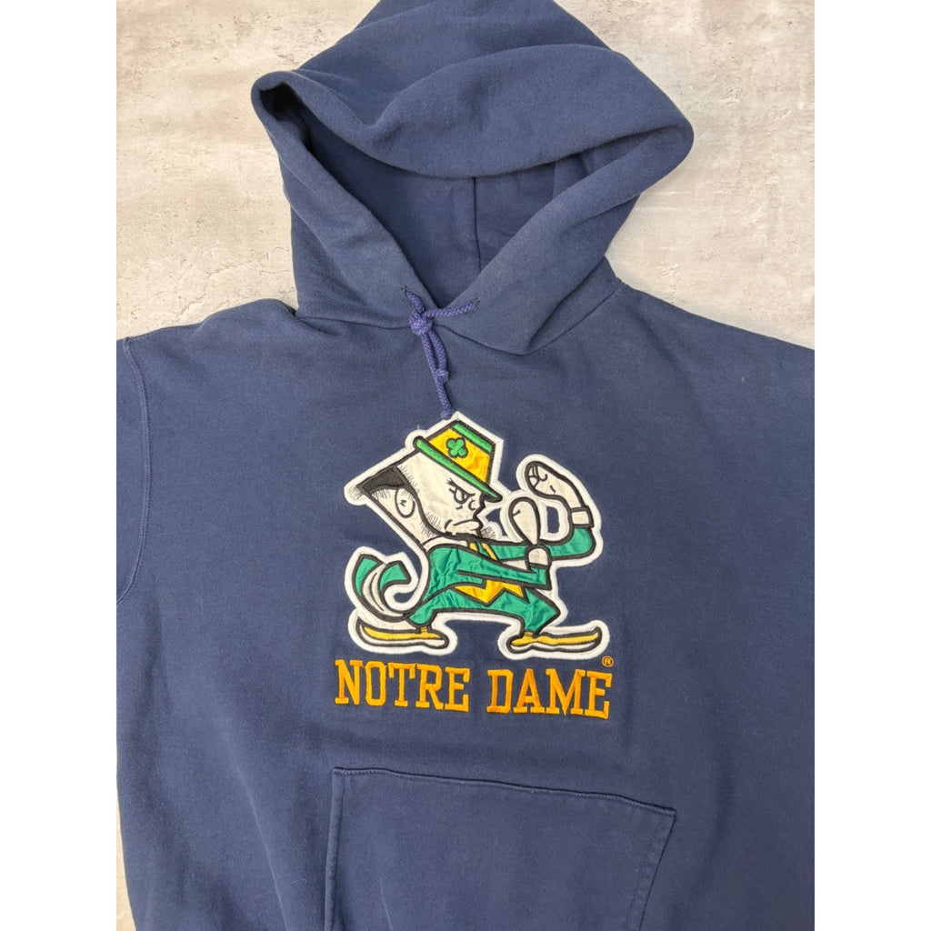 Vintage 90s Notre Dame Fighting Irish NCAA Embroidered Hooded Sweatshirt Size XL