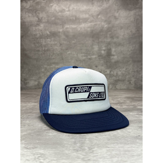 Vintage 1980s D.Crupi & Sons LTD Embroidered Patch Trucker Snapback Hat OSFA