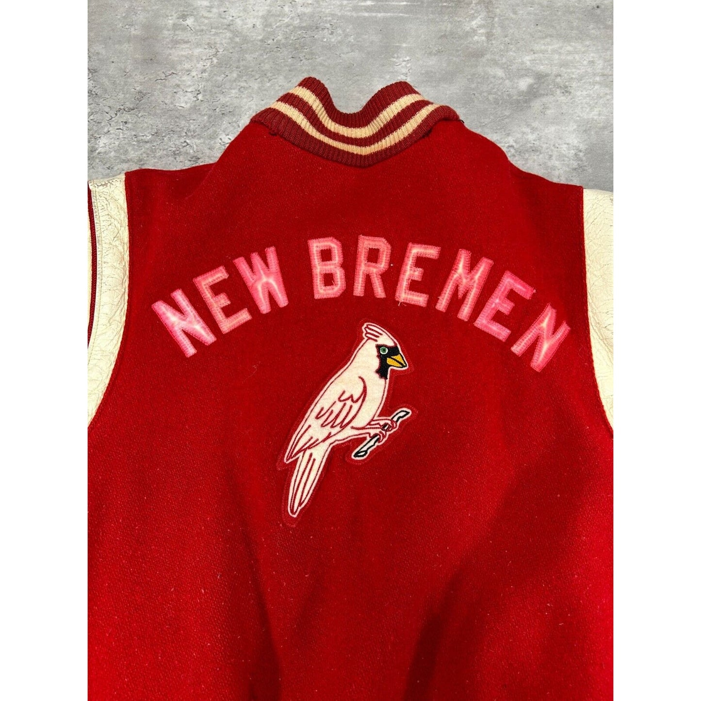 Vintage 1972 New Bremen Embroidered Collegiate Varsity Bomber Jacket Size Large