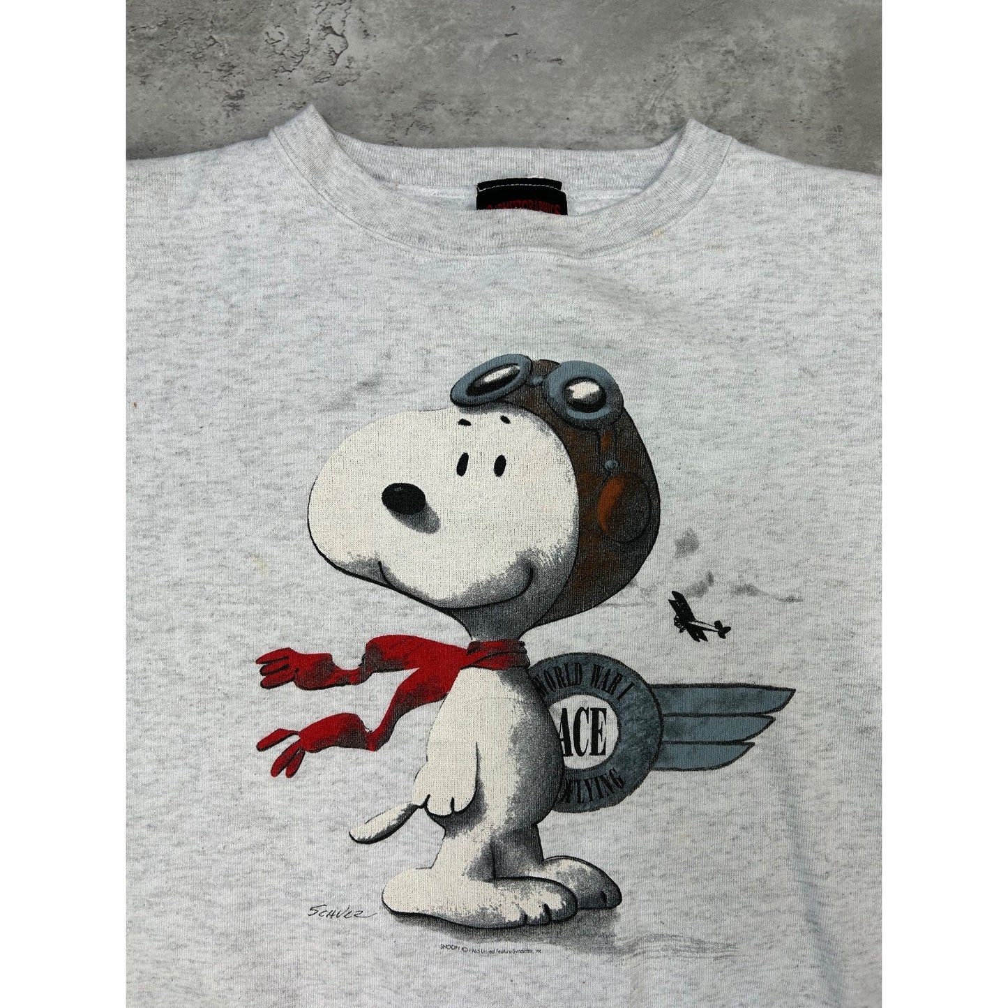 Vintage 90s Peanuts Snoopy Pilot Cartoon Character Graphic Sweatshirt Size Small
