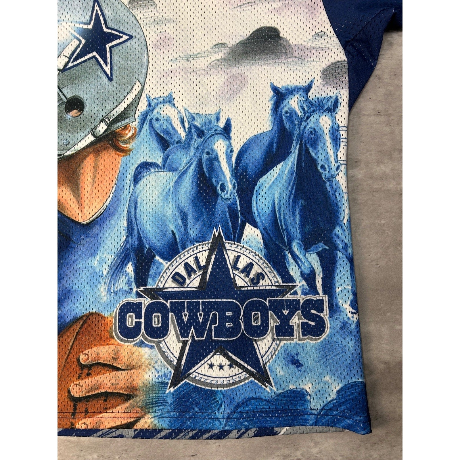 Vintage 90s Dallas Cowboys NFL All Over Print CCM Maska Football Jersey Size M