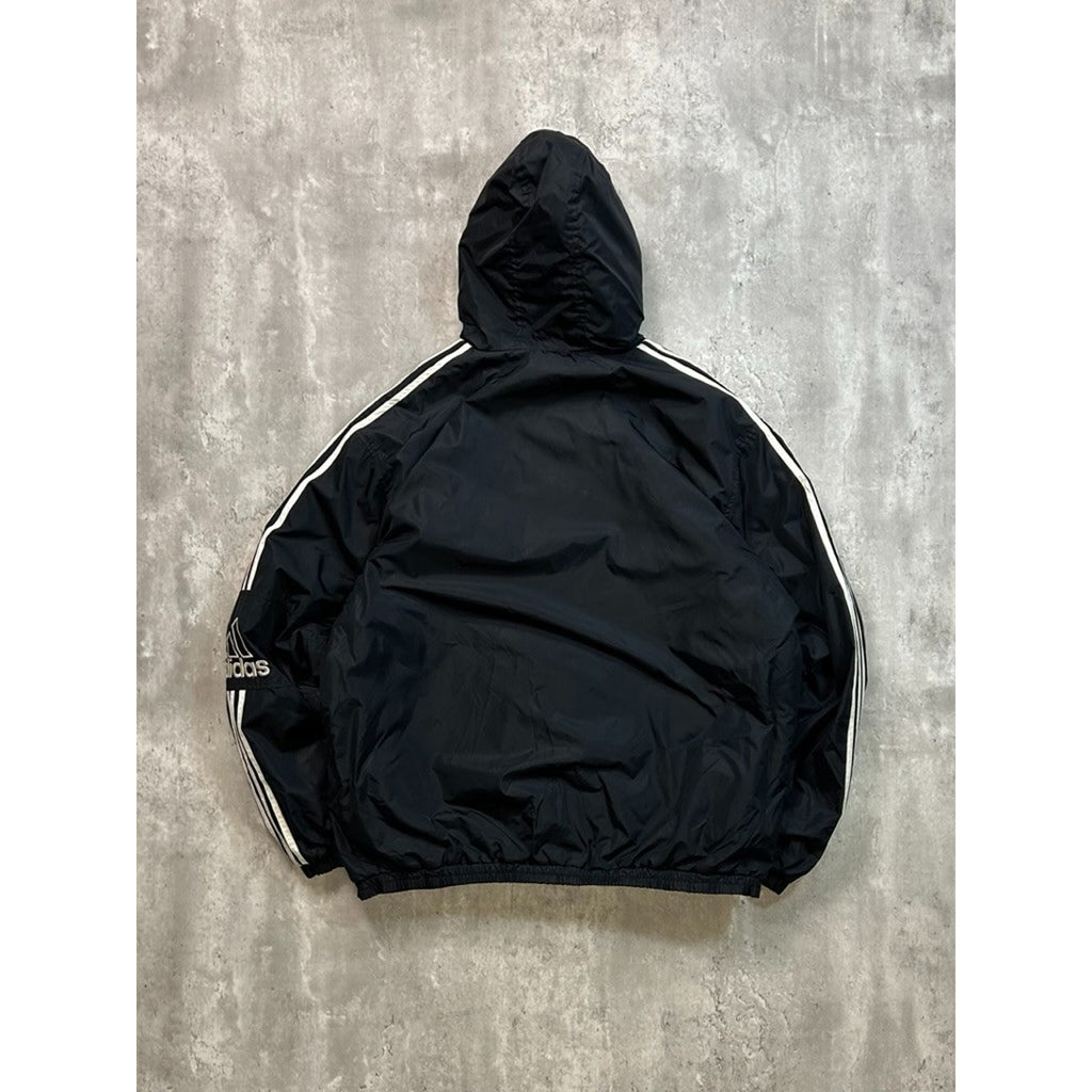 Vintage Adidas Embroidered Logo Nylon Full Zip Hooded Jacket Size Large