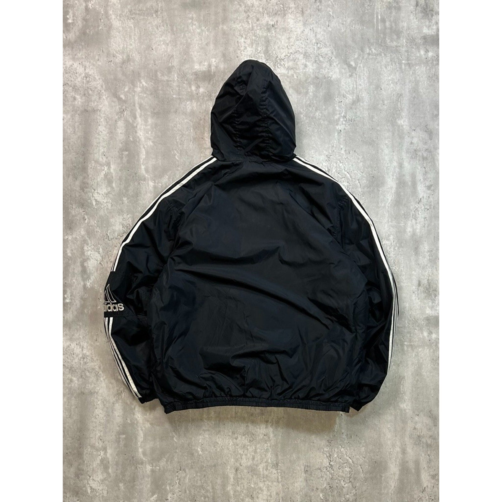 Vintage Adidas Embroidered Logo Nylon Full Zip Hooded Jacket Size Large