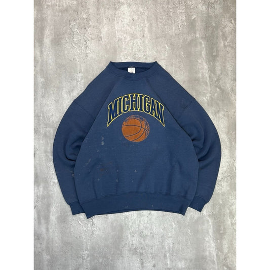 Vintage 90s Michigan Wolverines NCAA Basketball Graphic Sweatshirt Size XL