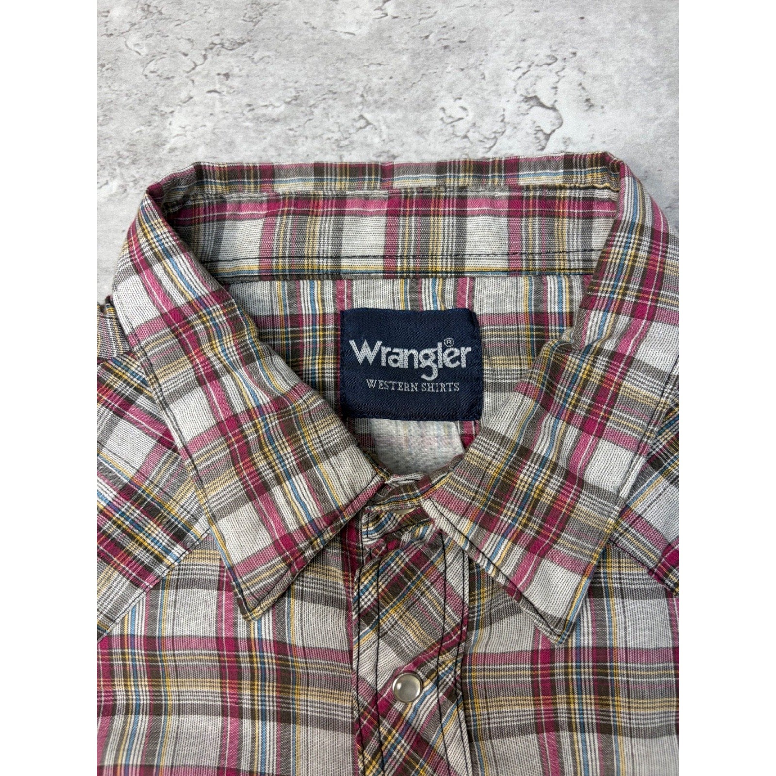 Vintage Wrangler Western Pearl Snap Plaid Cropped Button Up Shirt Size 2XL