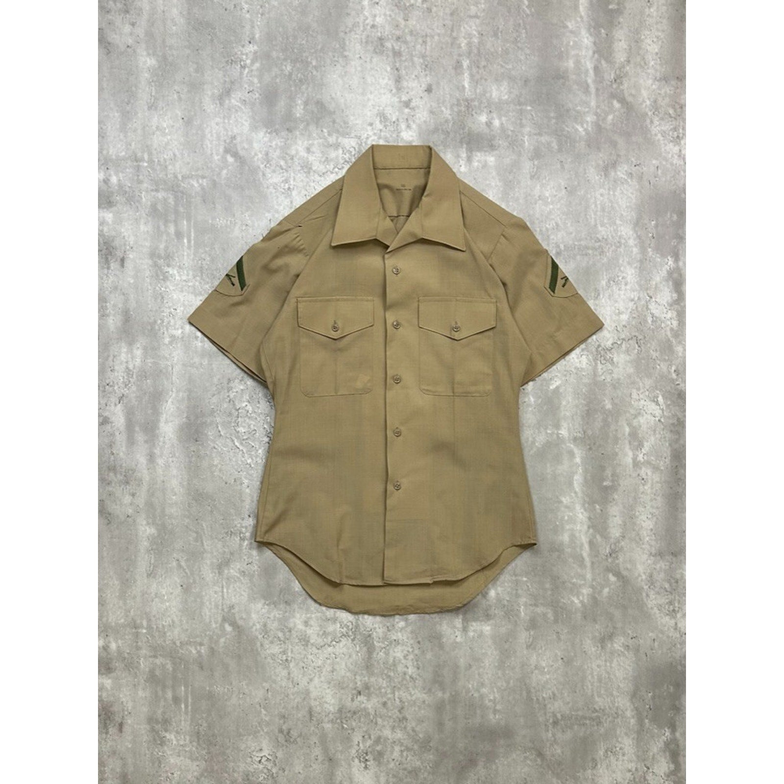 Vintage 1970s US Army Khaki Short Sleeve Button Up Shirt Size Large