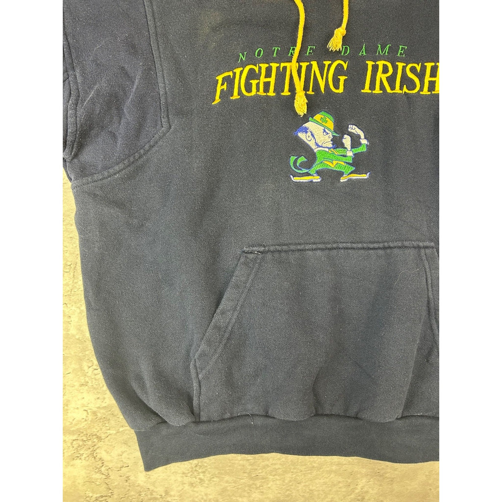 Vintage 90s Notre Dame Fighting Irish NCAA Embroidered Hooded Sweatshirt Large