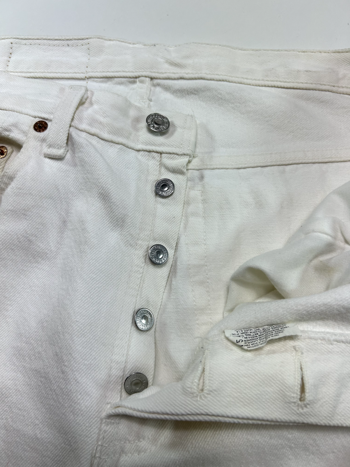 Vintage 90s Levis XX Red Tab 501 Button Fly White Denim Pants Size 34