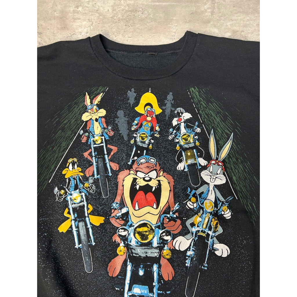 Vintage 1994 Looney Tunes Motorcycle Cartoon Character Graphic Sweatshirt Sz XL