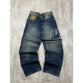 Vintage Womens Y2K Phat Farm Embroidered Logo Dark Wash Faded Denim Pants