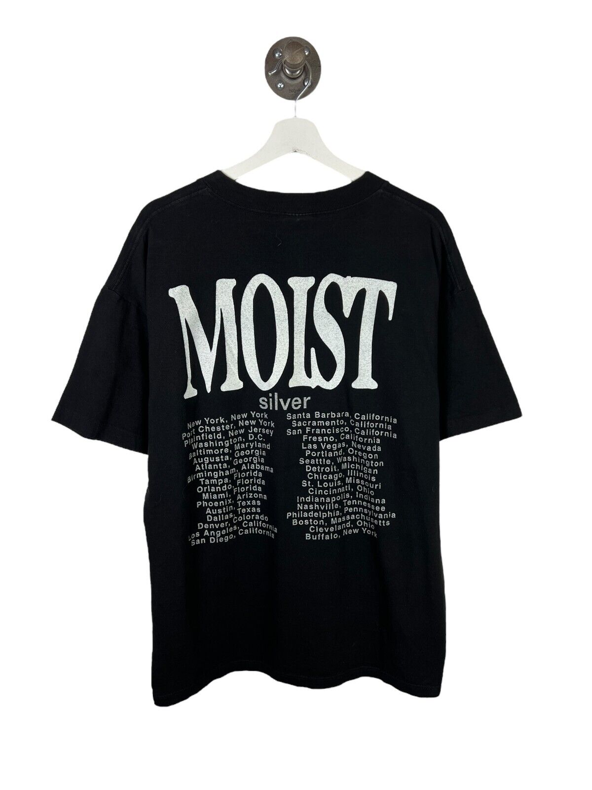 Vintage 90s Moist Silver USA Tour Alt-Rock Music T-Shirt Size XL Black