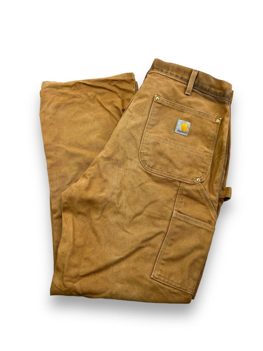 Vintage Carhartt Canvas Workwear Carpenter Double Knee Pants Size 36 Beige