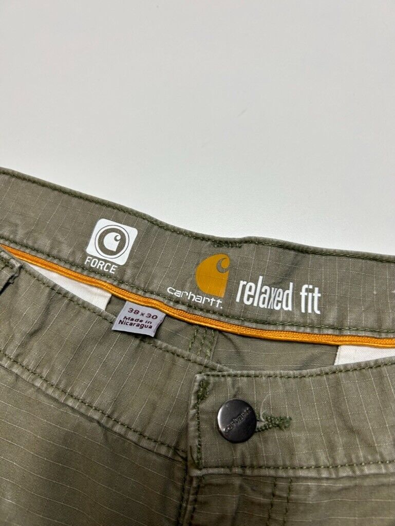 Carhartt Relaxed Fit Rip Stop Workwear Cargo Pants Size 37W Green