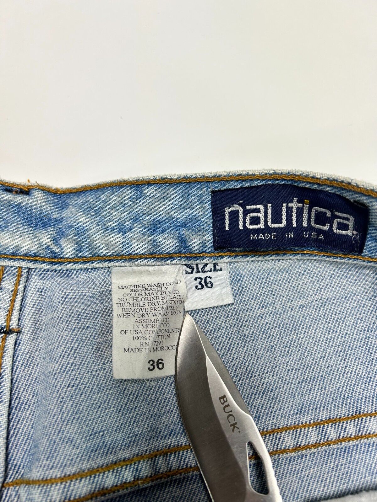 Vintage Nautica Jeans Light Wash Denim Carpenter Pants Size 35W Blue