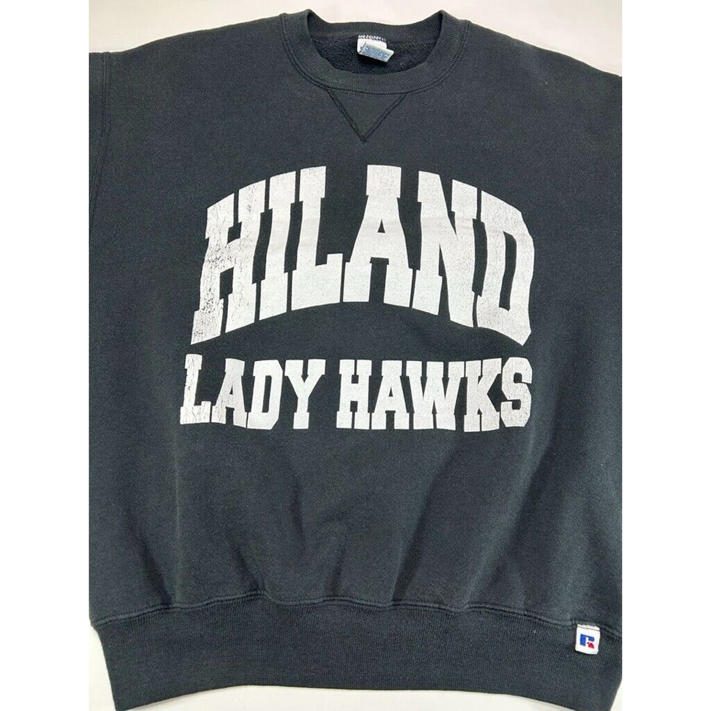 Vintage 90s Highland Lady Hawks Collegiate Spellout Russell Sweatshirt Sz Medium