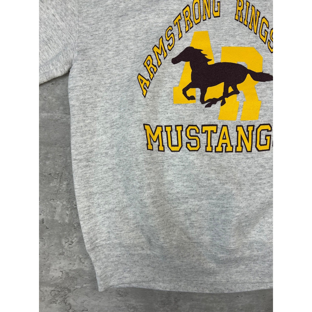 Vintage 90s Armstrong Ringsted Mustangs Collegiate Graphic Sweatshirt Size Large