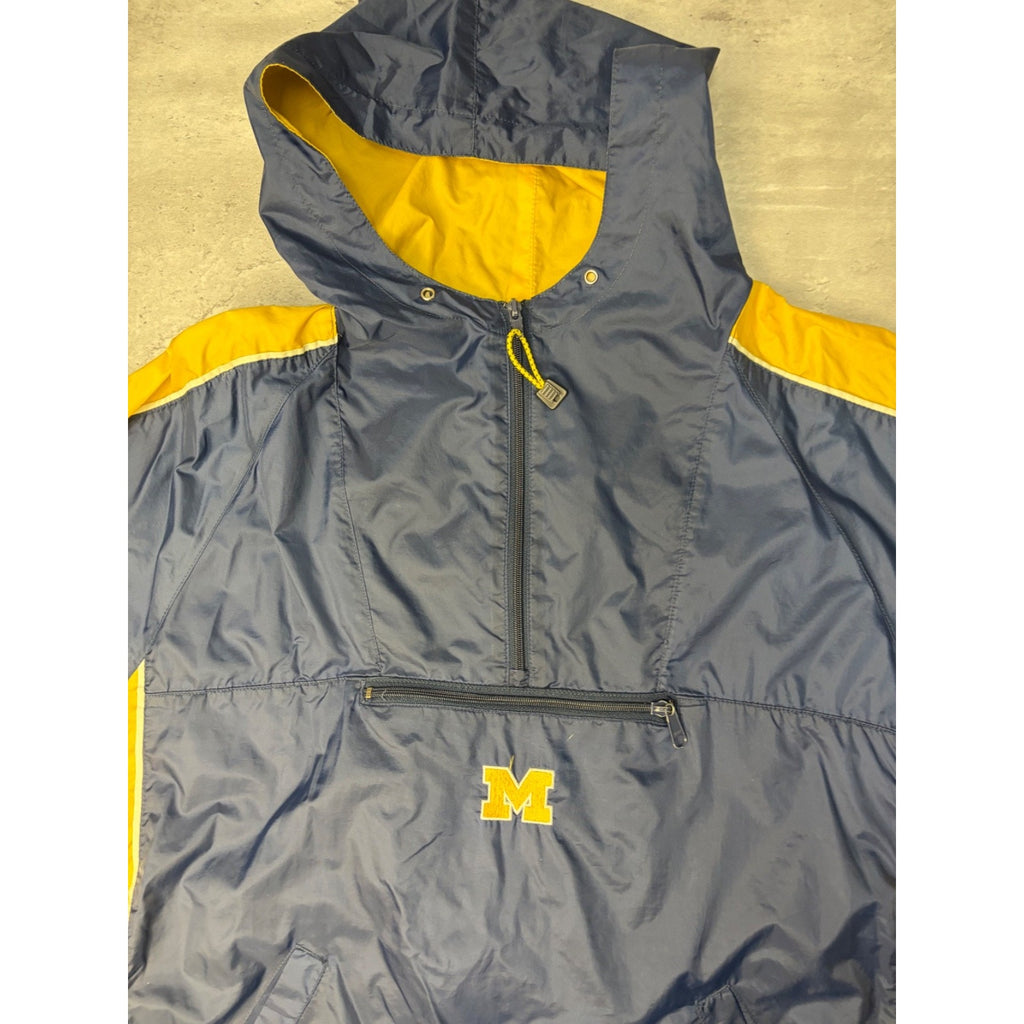 Vintage Michigan Wolverines NCAA Embroidered Windbreaker 1/2 Zip Jacket Sz Large
