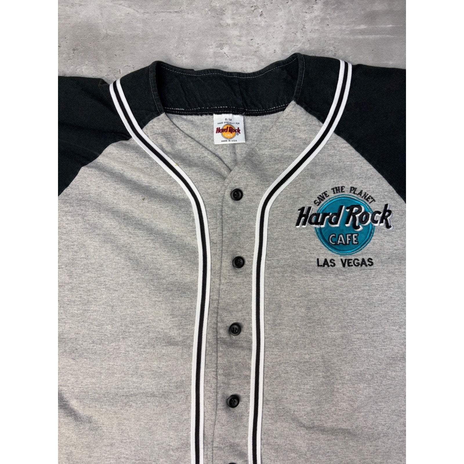 Vintage 90s Hard Rock Cafe Las Vegas Save The Planet Baseball Jersey Size Small
