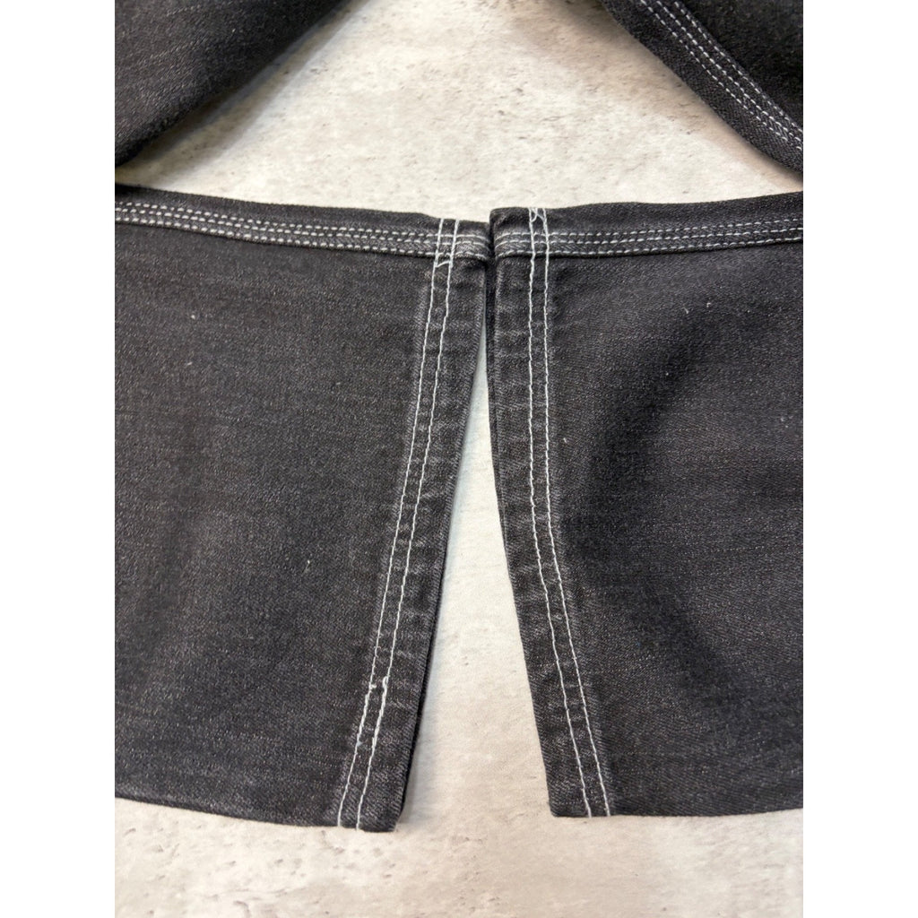 Vintage Y2K Womens Johnny Blaze Embroidered Script Black Wash Denim Pants